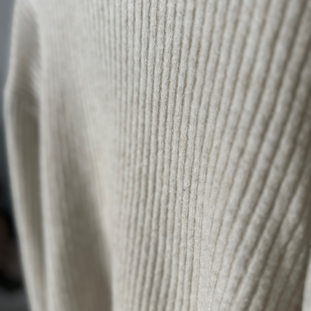 H&M Cream Ribbed Wool Blend Crew Neck Sweater | Classic | Basic | Winter - Picture 6 of 10